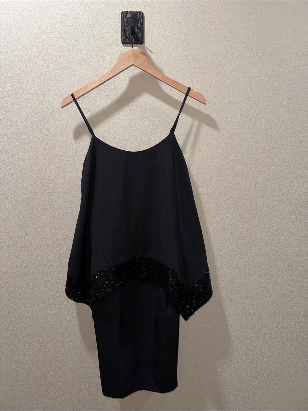 Gianni Bini Black Beaded Layered Mini Slip Dress